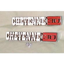 1971-72 "CHEYENNE 30" Truck Fender Emblems (PAIR)