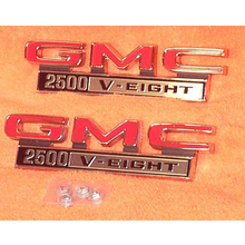 1968-72 "GMC 2500 V-Eight" Truck Fender Emblems (PAIR)