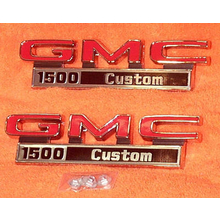 1971-72 "GMC 1500 Custom" Truck Fender Emblems (PAIR)