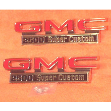 1971-72 "GMC 2500 Super Custom" Truck Fender Emblems (PAIR)