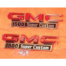 1971-72 "GMC 1500 Super Custom" Truck Fender Emblems (PAIR)