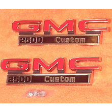 1971-72 "GMC 2500 Custom" Truck Fender Emblems (PAIR)